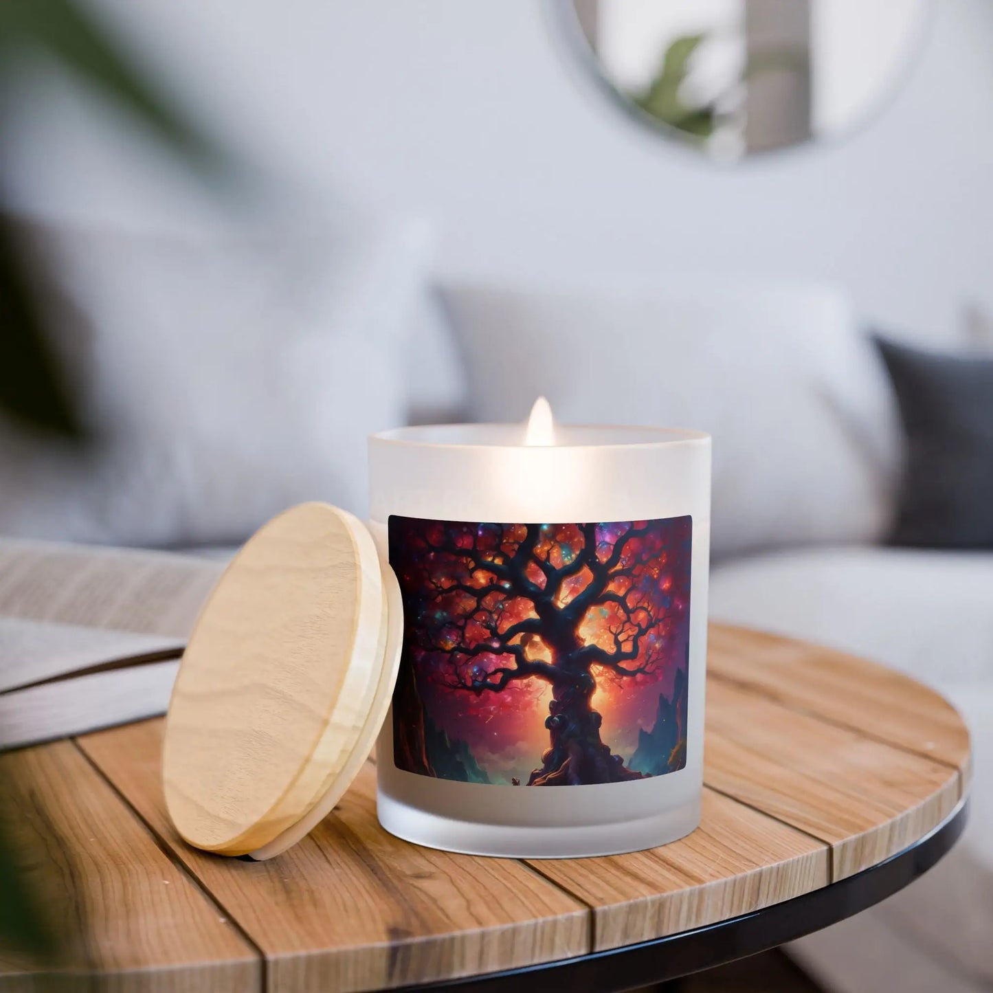 Mystic Crystal Tree of Life Candle — 11oz Frosted Glass Scented Candle - Vanilla / 11oz - Home Decor