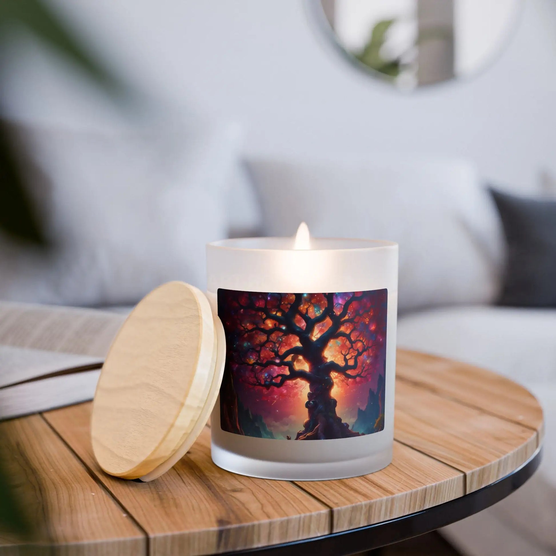 Mystic Crystal Tree of Life Candle — 11oz Frosted Glass Scented Candle - Vanilla / 11oz - Home Decor