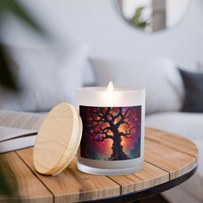 Mystic Crystal Tree of Life Candle — 11oz Frosted Glass Scented Candle - Vanilla / 11oz - Home Decor