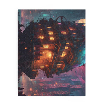 Mystic Psychedelic City Puzzle — Fantasy Steampunk Floating House Jigsaw (120/252/500 pcs) - Puzzle