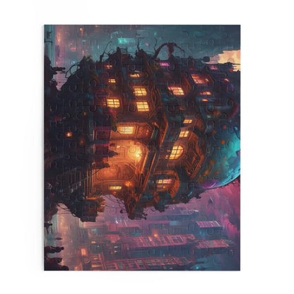 Mystic Psychedelic City Puzzle — Fantasy Steampunk Floating House Jigsaw (120/252/500 pcs) - Puzzle