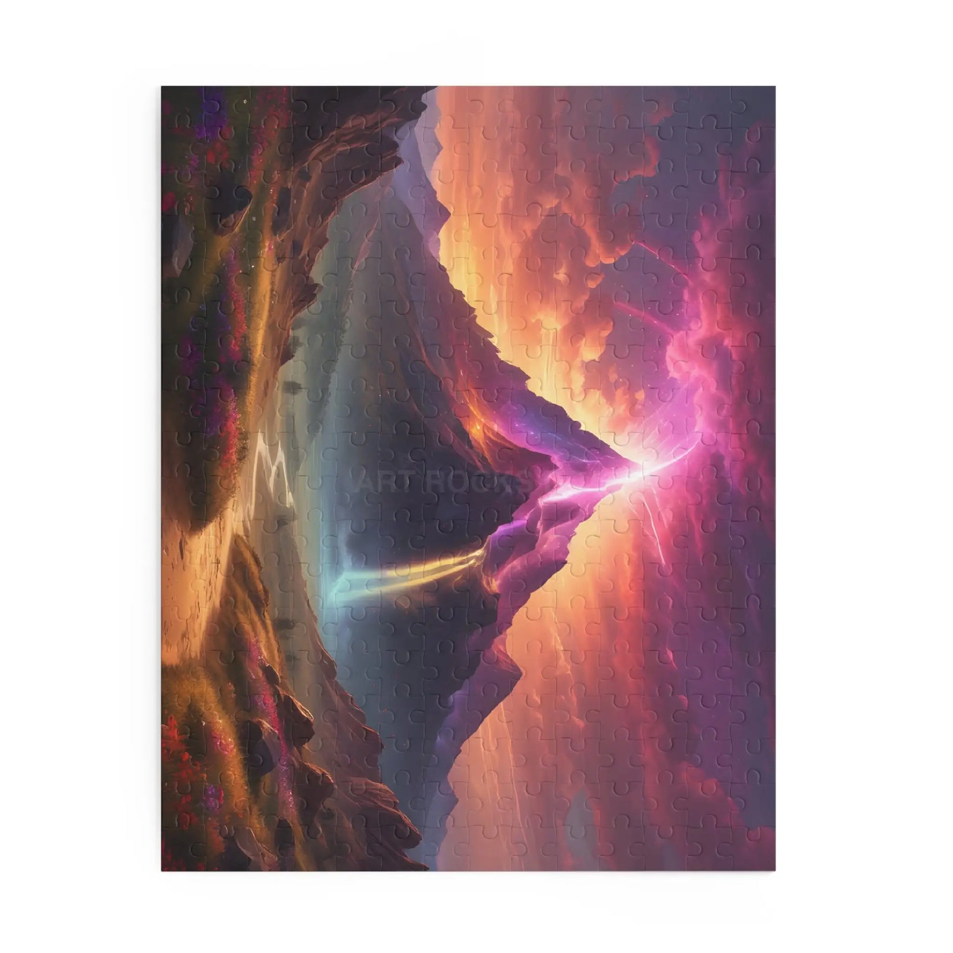 Mystic Rainbow Waterfall Mountain Puzzle — Sunset Lightning 120/252/500‑Piece Scenic Jigsaw - Puzzle