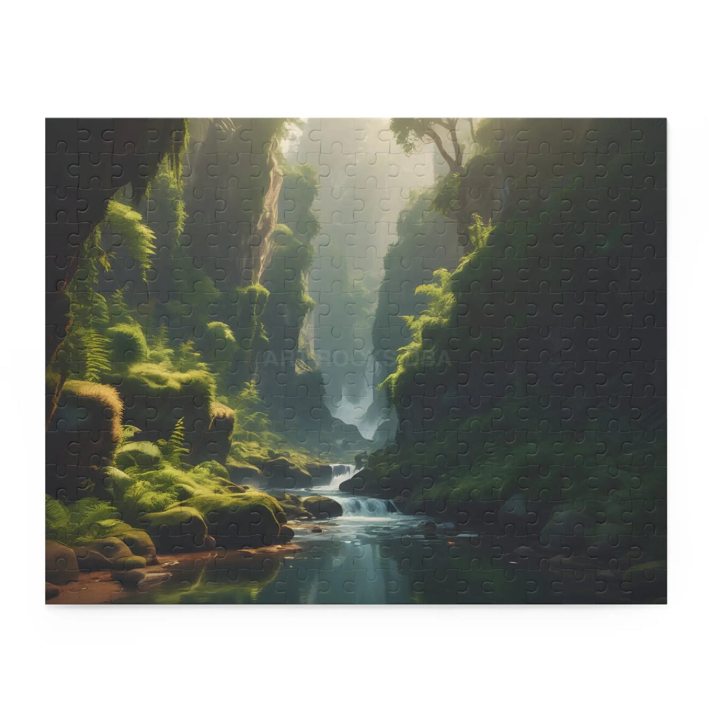Mystical Fern Forest River Puzzle — Scenic 120/252/500-Piece Jigsaw - 14’’ × 11’’ (252 pcs) - Puzzle