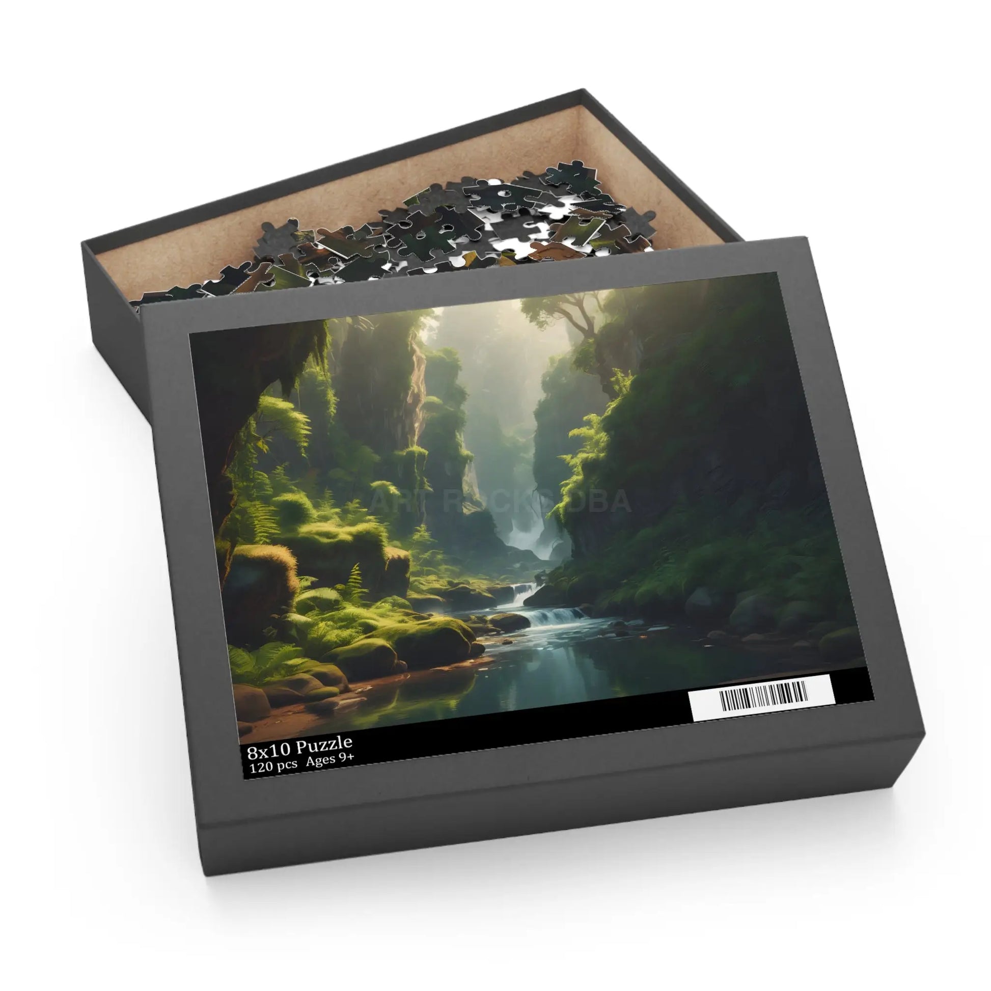 Mystical Fern Forest River Puzzle — Scenic 120/252/500-Piece Jigsaw - 10’’ × 8’’ (120 pcs) - Puzzle