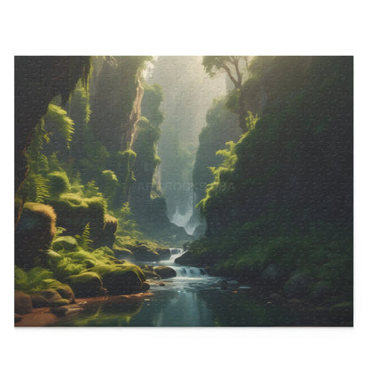 Mystical Fern Forest River Puzzle — Scenic 120/252/500-Piece Jigsaw - 20’’ × 16’’ (500 pcs) - Puzzle