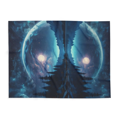 Mystical Moon Arctic Fleece Blanket Cozy Starry Blanket for Winter Home Decor Gift for Space Lovers Night Sky Throw