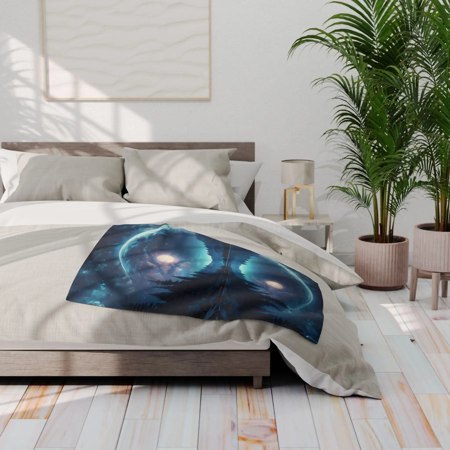 Mystical Moon Arctic Fleece Blanket Cozy Starry Blanket for Winter Home Decor Gift for Space Lovers Night Sky Throw