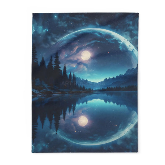 Mystical Moon Arctic Fleece Blanket Cozy Starry Blanket for Winter Home Decor Gift for Space Lovers Night Sky Throw