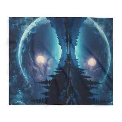 Mystical Moon Arctic Fleece Blanket Cozy Starry Blanket for Winter Home Decor Gift for Space Lovers Night Sky Throw