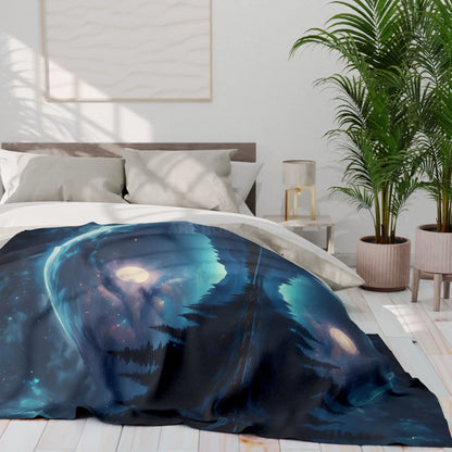 Mystical Moon Arctic Fleece Blanket Cozy Starry Blanket for Winter Home Decor Gift for Space Lovers Night Sky Throw