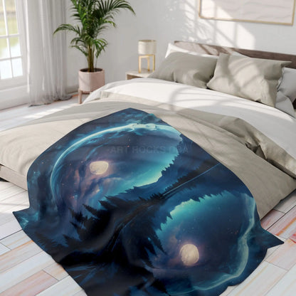 Mystical Moon Arctic Fleece Blanket Cozy Starry Blanket for Winter Home Decor Gift for Space Lovers Night Sky Throw