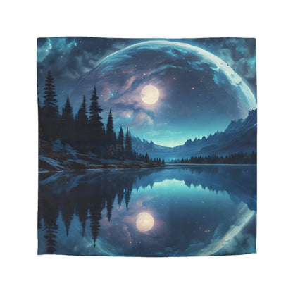 Mystical Moon Microfiber Duvet Cover Galaxy Bedding Night Sky Decor Moonscape Cover Dreamy Bedroom Aesthetic - Queen