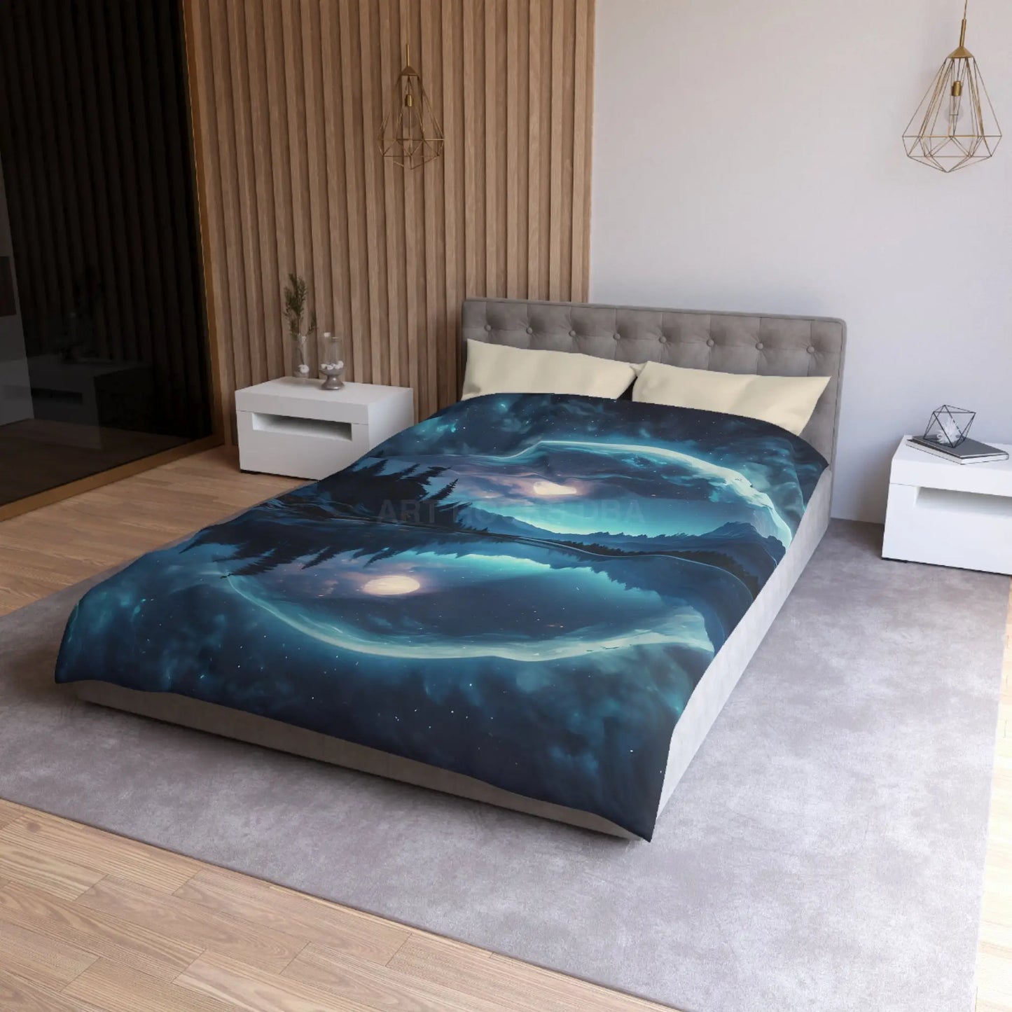 Mystical Moon Microfiber Duvet Cover Galaxy Bedding Night Sky Decor Moonscape Cover Dreamy Bedroom Aesthetic - Home