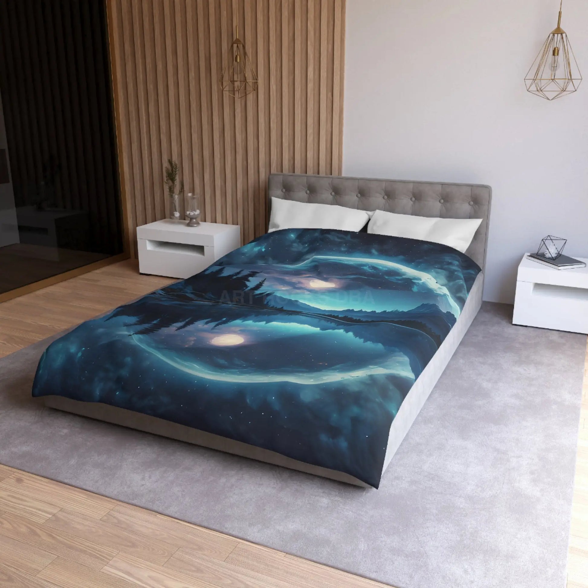 Mystical Moon Microfiber Duvet Cover Galaxy Bedding Night Sky Decor Moonscape Cover Dreamy Bedroom Aesthetic - Home