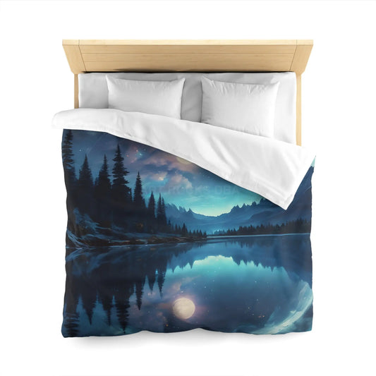 Mystical Moon Microfiber Duvet Cover Galaxy Bedding Night Sky Decor Moonscape Cover Dreamy Bedroom Aesthetic - Queen