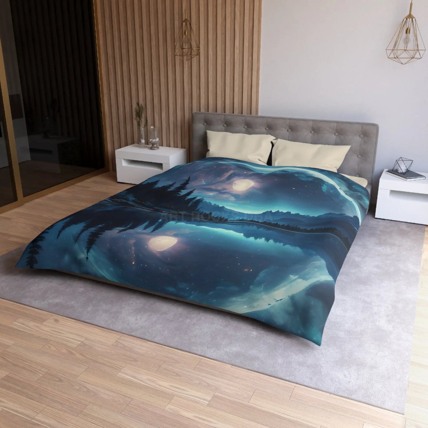 Mystical Moon Microfiber Duvet Cover Galaxy Bedding Night Sky Decor Moonscape Cover Dreamy Bedroom Aesthetic - Home