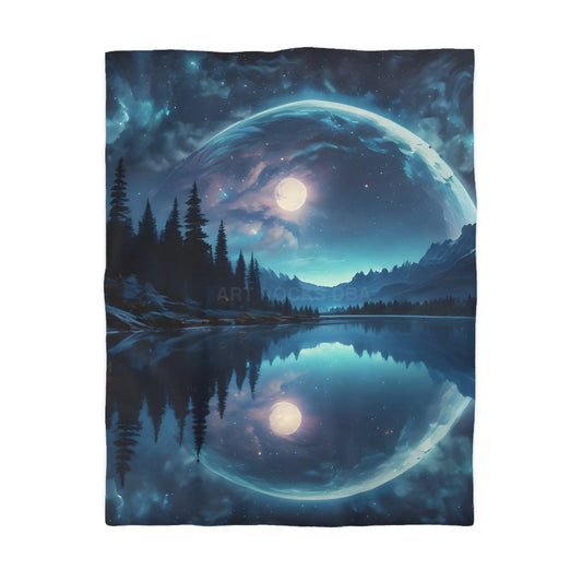 Mystical Moon Microfiber Duvet Cover Galaxy Bedding Night Sky Decor Moonscape Cover Dreamy Bedroom Aesthetic - Twin