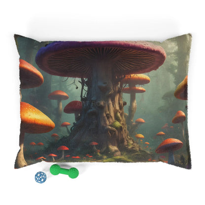 Mystical Mushroom Forest Pet Bed — Cozy Fantasy Dog & Cat Pillow - 40’’ × 30’’ - Pets