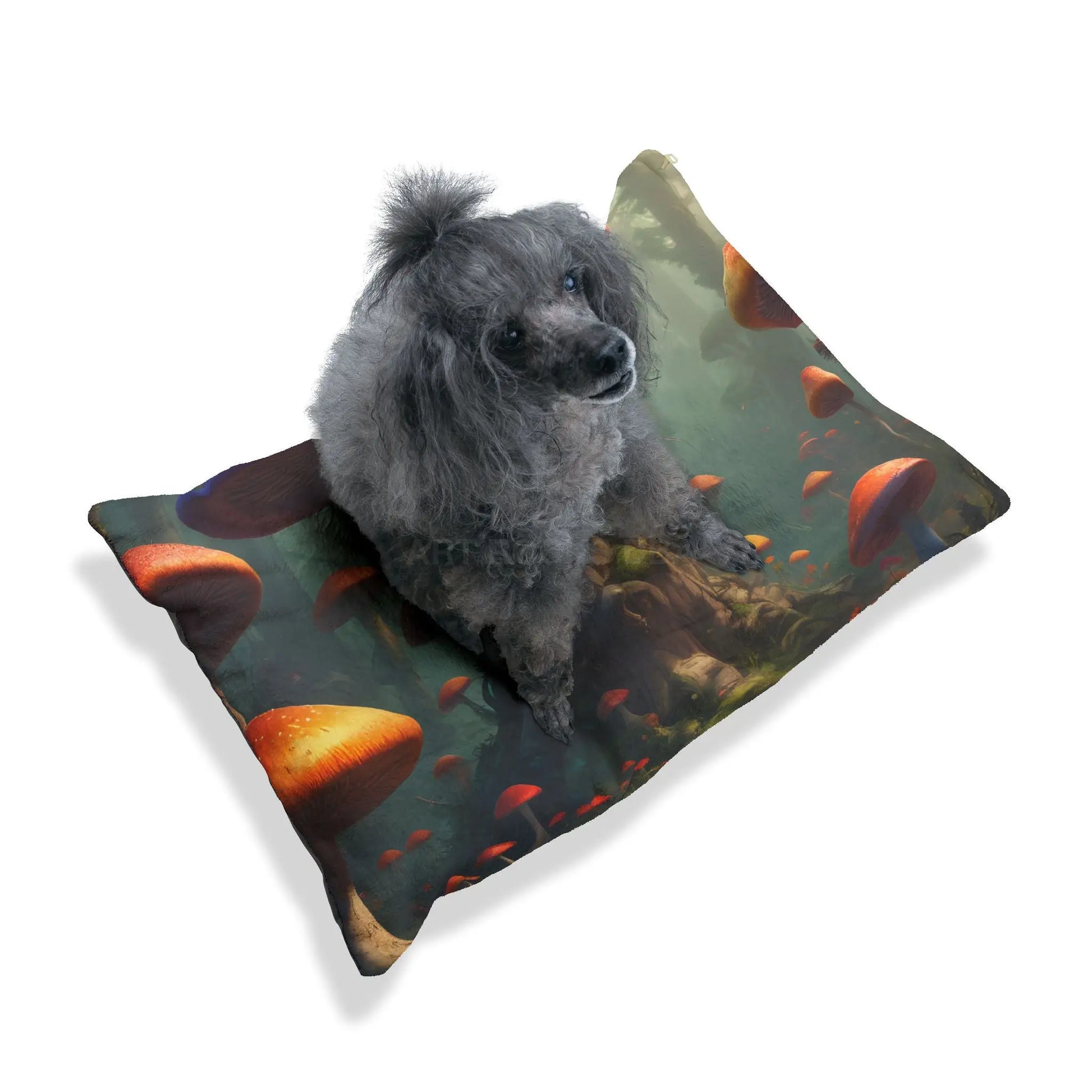 Mystical Mushroom Forest Pet Bed — Cozy Fantasy Dog & Cat Pillow - Pets