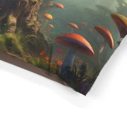 Mystical Mushroom Forest Pet Bed — Cozy Fantasy Dog & Cat Pillow - Pets