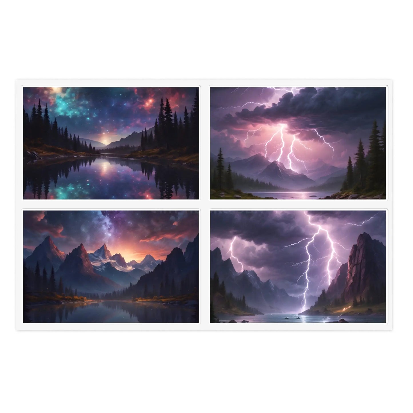 Mystical Stormy Landscape Sticker Sheets Nature Art Stickers Fantasy Wall Decor Gift for Art Lovers Scrapbooking