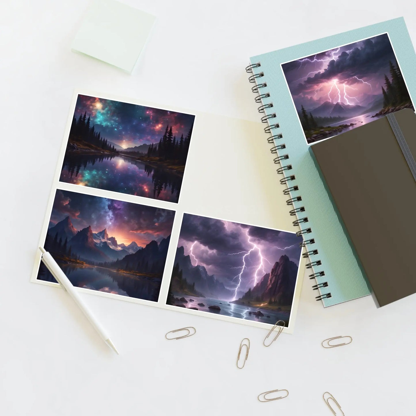 Mystical Stormy Landscape Sticker Sheets Nature Art Stickers Fantasy Wall Decor Gift for Art Lovers Scrapbooking