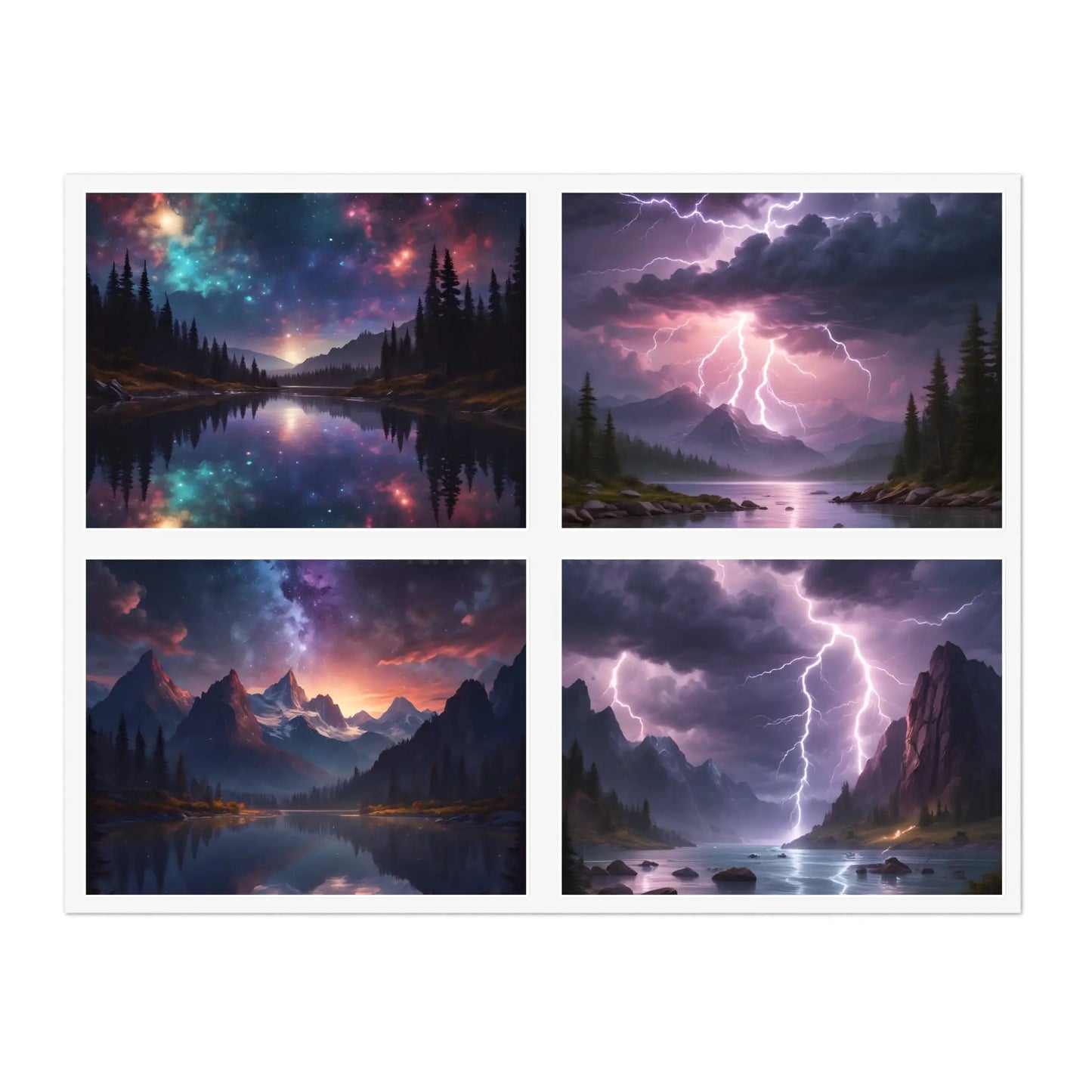 Mystical Stormy Landscape Sticker Sheets Nature Art Stickers Fantasy Wall Decor Gift for Art Lovers Scrapbooking