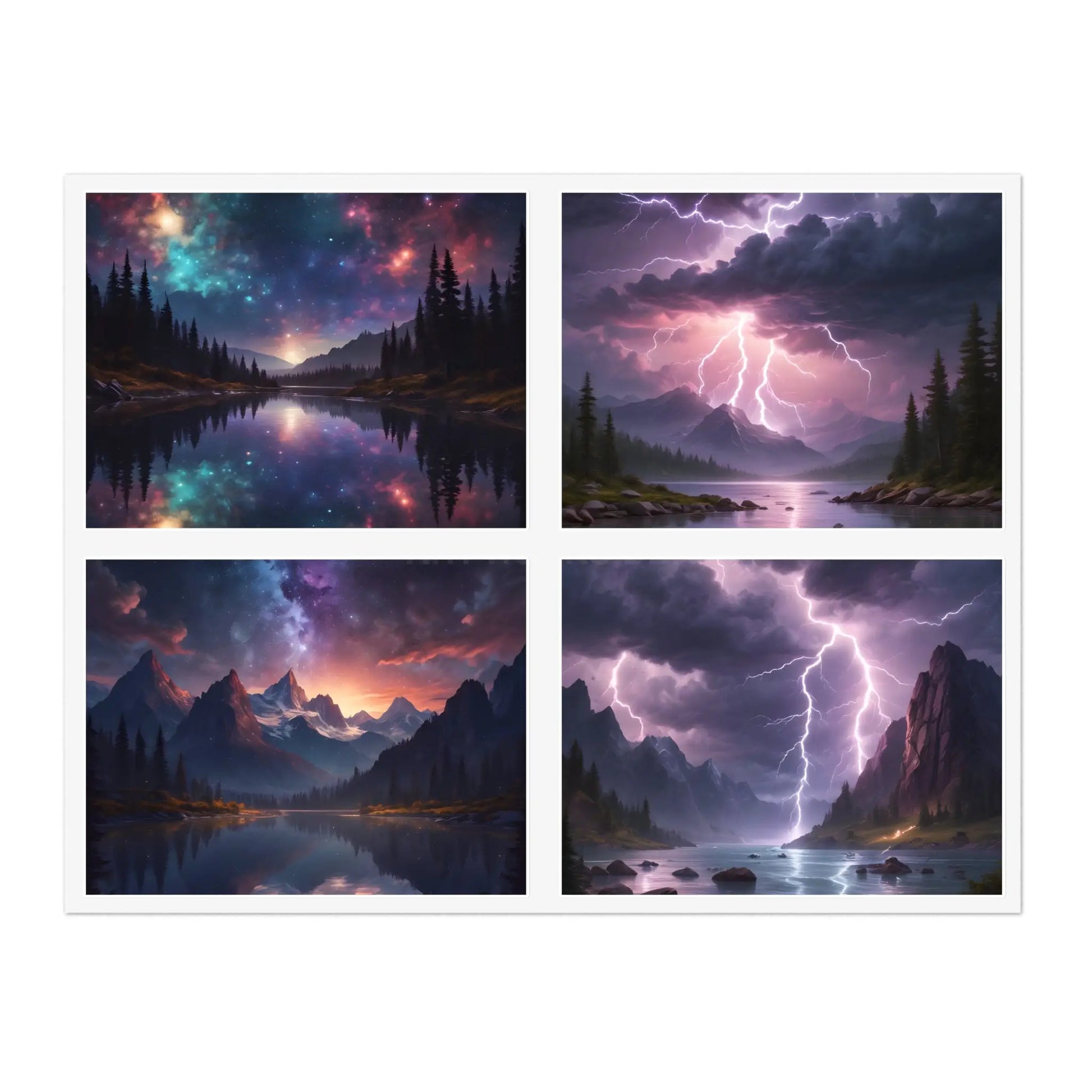 Mystical Stormy Landscape Sticker Sheets Nature Art Stickers Fantasy Wall Decor Gift for Art Lovers Scrapbooking