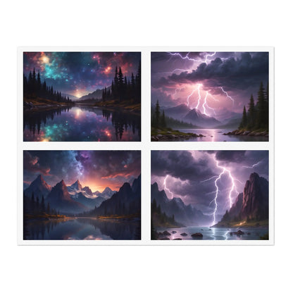 Mystical Stormy Landscape Sticker Sheets Nature Art Stickers Fantasy Wall Decor Gift for Art Lovers Scrapbooking