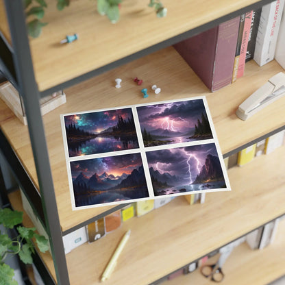 Mystical Stormy Landscape Sticker Sheets Nature Art Stickers Fantasy Wall Decor Gift for Art Lovers Scrapbooking