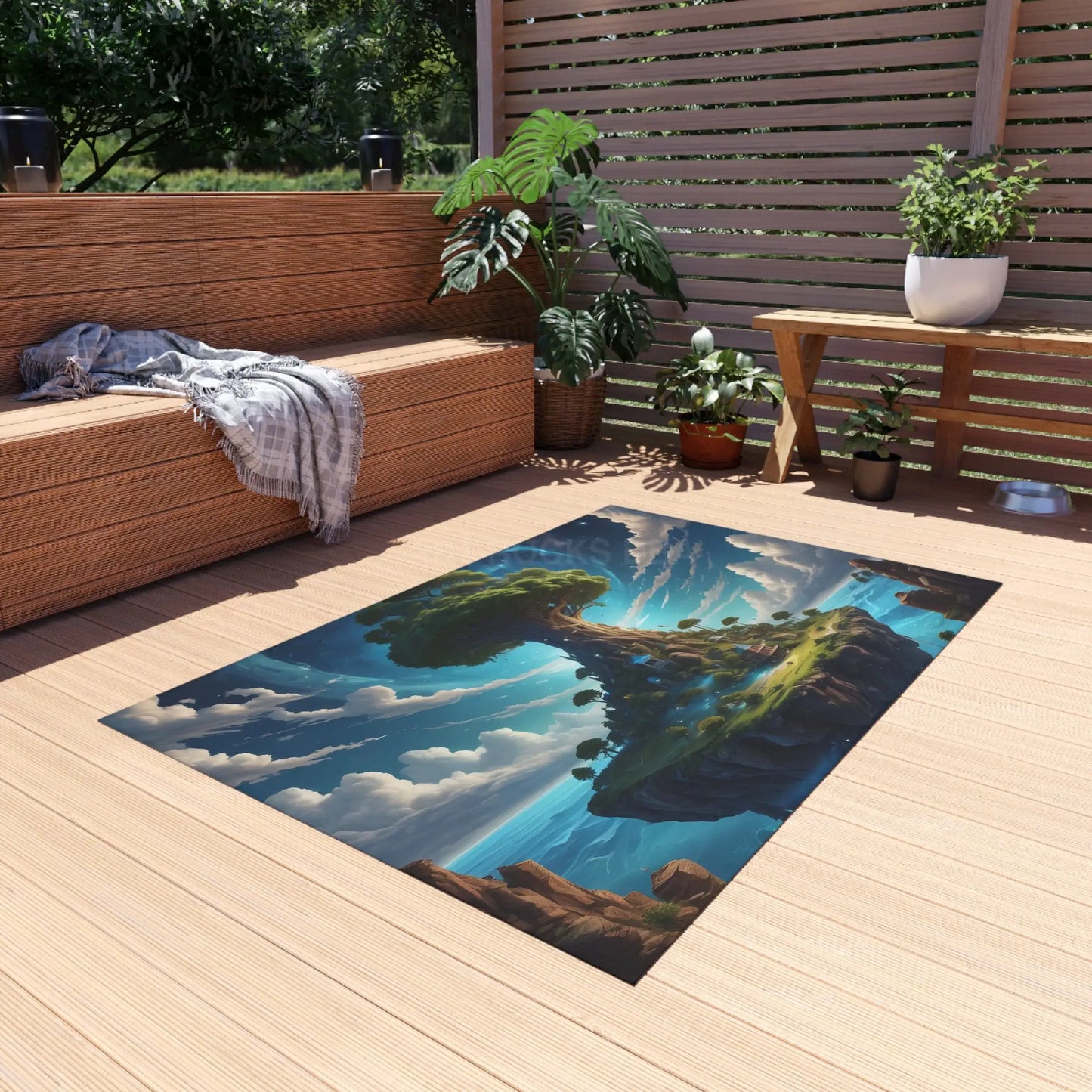 Nature-Inspired Floating Tree Trippy Outdoor Rug with Magical Tree Design Patio Decor Garden Accent Bohemian Home
