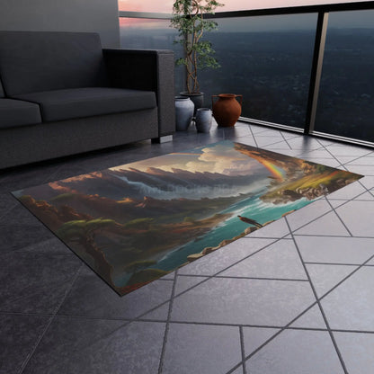 Nature-Inspired Painting Style Outdoor Rug Bohemian Decor Camping Mat Patio Carpet Garden Floor Mat Picnic Essential