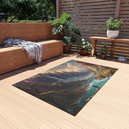 Nature-Inspired Painting Style Outdoor Rug Bohemian Decor Camping Mat Patio Carpet Garden Floor Mat Picnic Essential