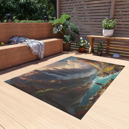 Nature-Inspired Painting Style Outdoor Rug Bohemian Decor Camping Mat Patio Carpet Garden Floor Mat Picnic Essential