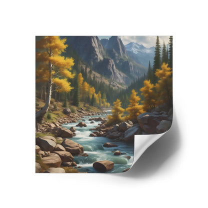 Nature-Inspired Square Stickers | Scenic River Design Nature Decor Outdoor Enthusiast Gift Hydration Tracker Fall