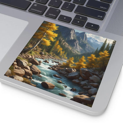 Nature-Inspired Square Stickers | Scenic River Design Nature Decor Outdoor Enthusiast Gift Hydration Tracker Fall
