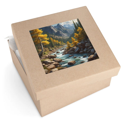 Nature-Inspired Square Stickers | Scenic River Design Nature Decor Outdoor Enthusiast Gift Hydration Tracker Fall