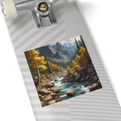 Nature-Inspired Square Stickers | Scenic River Design Nature Decor Outdoor Enthusiast Gift Hydration Tracker Fall