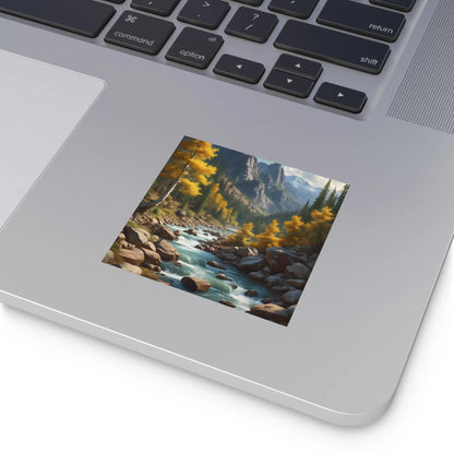 Nature-Inspired Square Stickers | Scenic River Design Nature Decor Outdoor Enthusiast Gift Hydration Tracker Fall