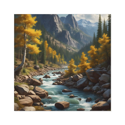 Nature-Inspired Square Stickers | Scenic River Design Nature Decor Outdoor Enthusiast Gift Hydration Tracker Fall