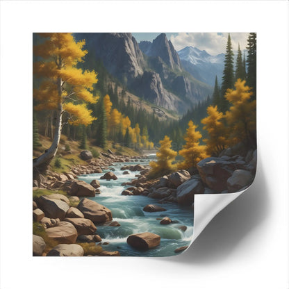 Nature-Inspired Square Stickers | Scenic River Design Nature Decor Outdoor Enthusiast Gift Hydration Tracker Fall