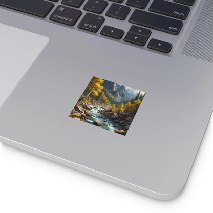 Nature-Inspired Square Stickers | Scenic River Design Nature Decor Outdoor Enthusiast Gift Hydration Tracker Fall