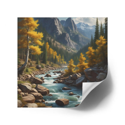Nature-Inspired Square Stickers | Scenic River Design Nature Decor Outdoor Enthusiast Gift Hydration Tracker Fall