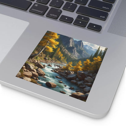 Nature-Inspired Square Stickers | Scenic River Design Nature Decor Outdoor Enthusiast Gift Hydration Tracker Fall