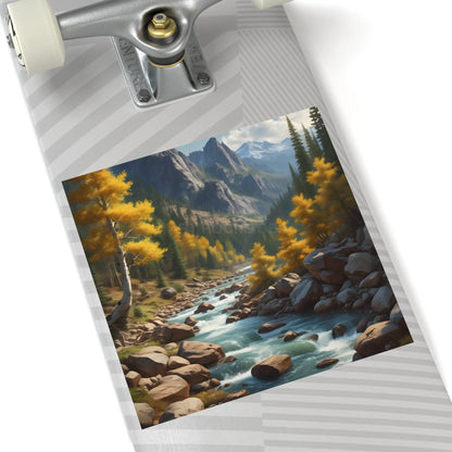 Nature-Inspired Square Stickers | Scenic River Design Nature Decor Outdoor Enthusiast Gift Hydration Tracker Fall