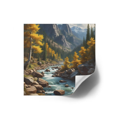 Nature-Inspired Square Stickers | Scenic River Design Nature Decor Outdoor Enthusiast Gift Hydration Tracker Fall