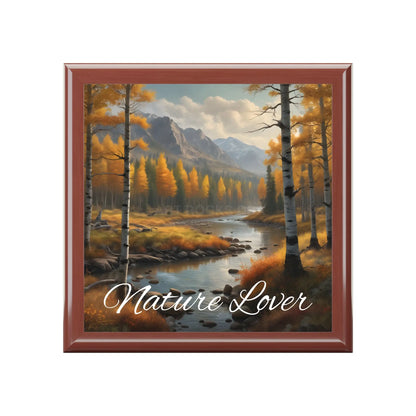Nature Lover Jewelry Box — Aspen Autumn River Keepsake Box - Golden Oak / One size - Home Decor