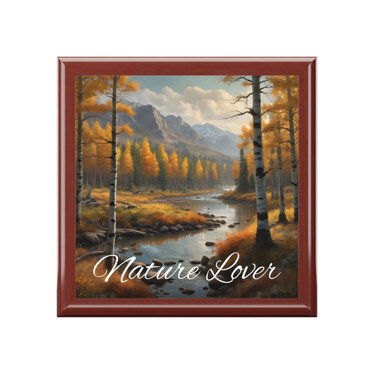 Nature Lover Jewelry Box — Aspen Autumn River Keepsake Box - Red Mahogany / One size - Home Decor