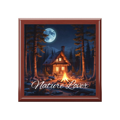 Nature Lover Jewelry Box — Cabin Moonlight Keepsake Box - Red Mahogany / One size - Home Decor