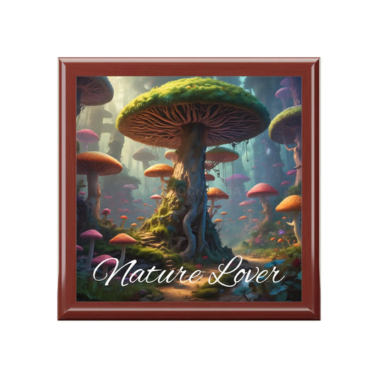 Nature Lover Jewelry Box — Fantasy Mushroom Forest Keepsake - Red Mahogany / One size - Home Decor